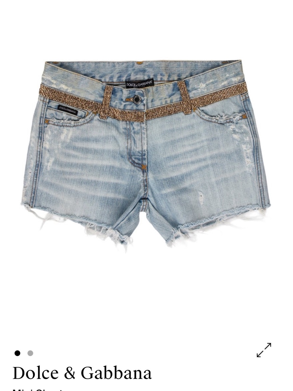 Dolce & Gabbana Light Wash Distressed Denim Shorts with Embellished Belt